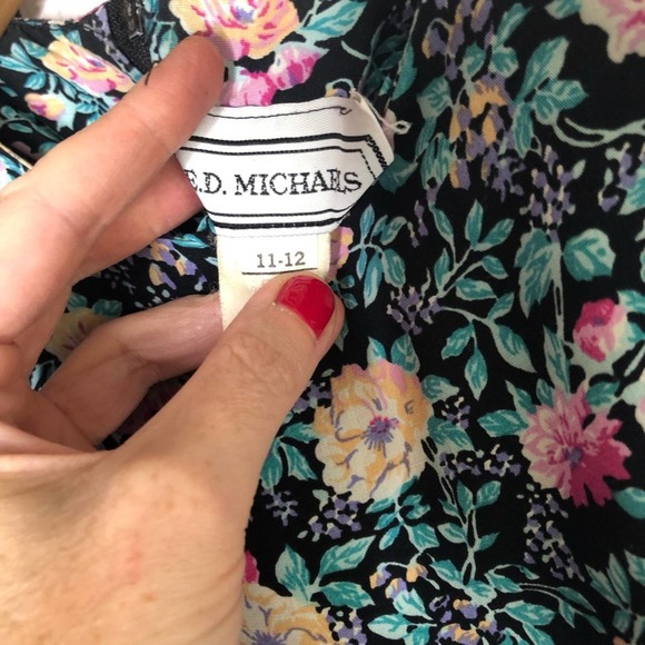 Vintage 80’s Floral Rayon Prairie Dress V Waist - Picture 7 of 7